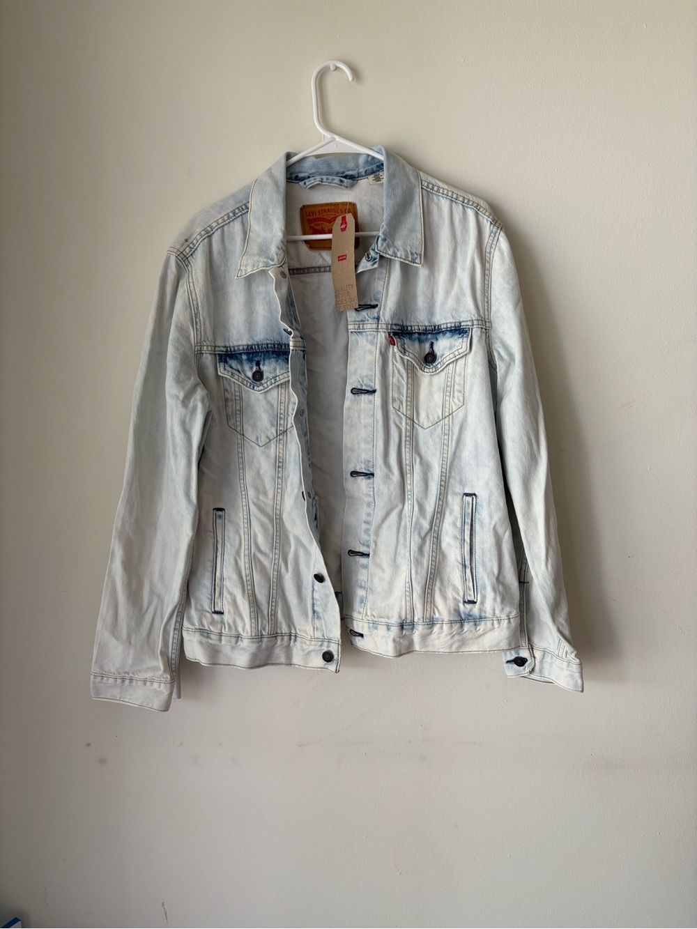 Levi's Light Blue Denim Jacket with Tan Leather Patch